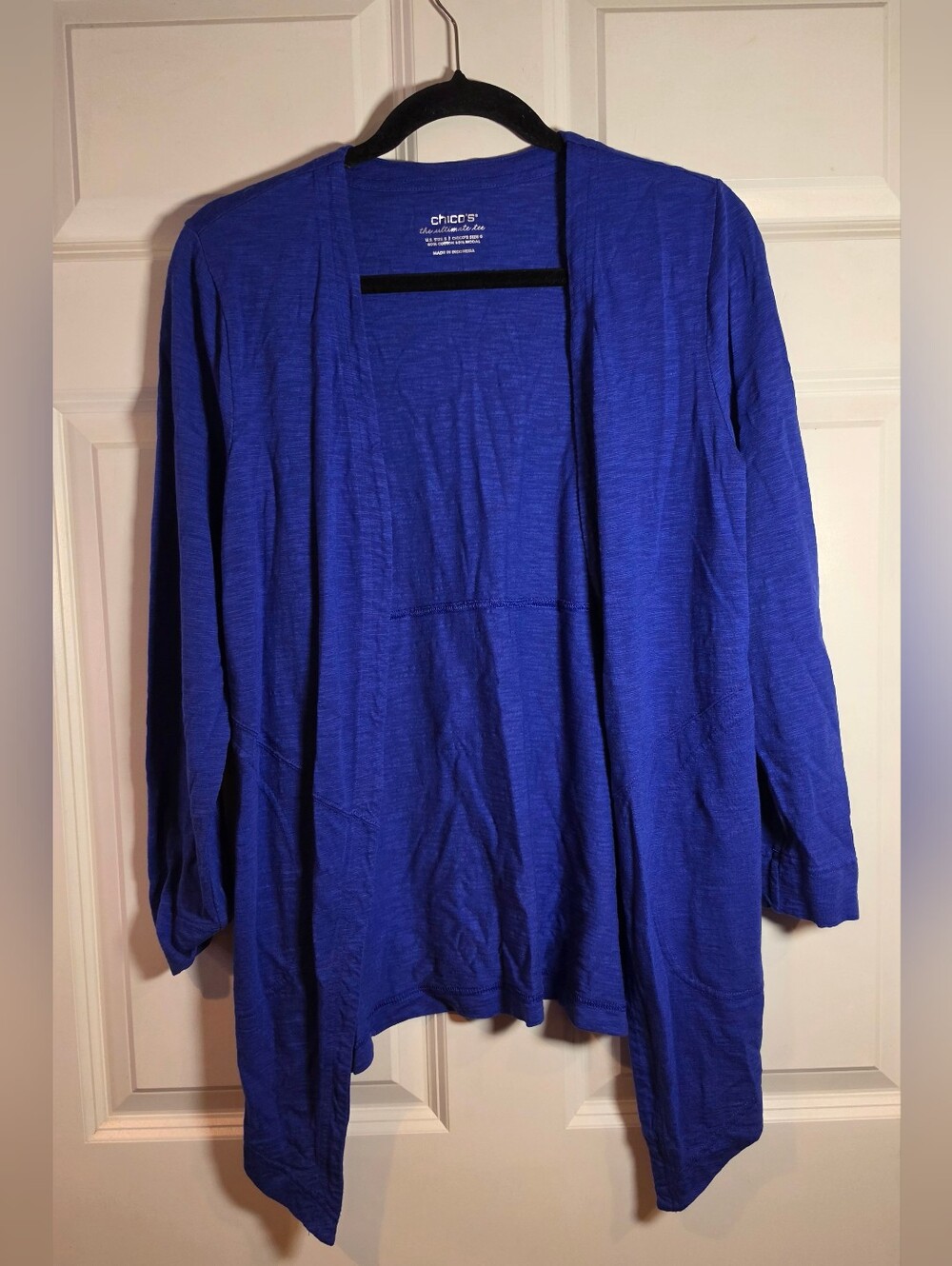 Chico's Open-Front Cardigan - Cobalt Blue Cotton Blend S Chicos 0